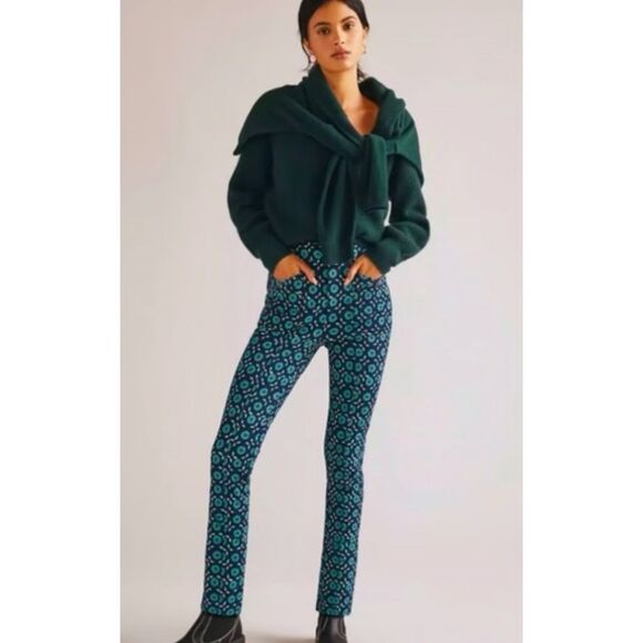 NWT Anthropologie Maeve Slim Ponte Pants In Navy Size 6 $118 MSRP - Picture 2 of 10